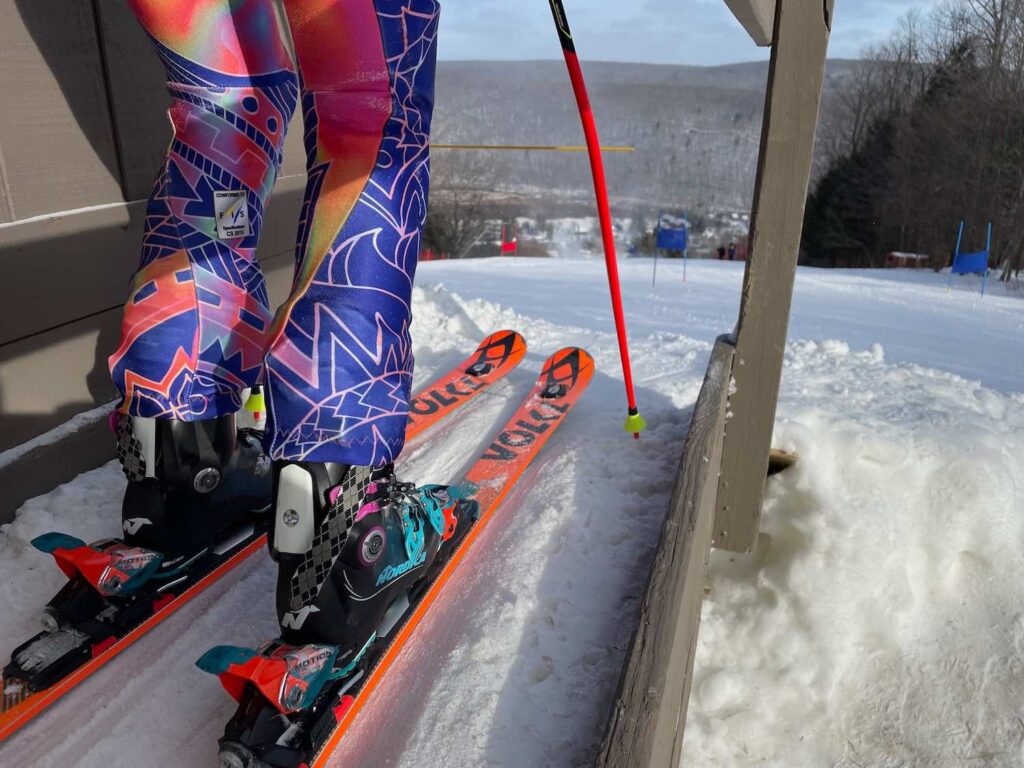 A Cleveland Fagowees ski racer is in the starting gate