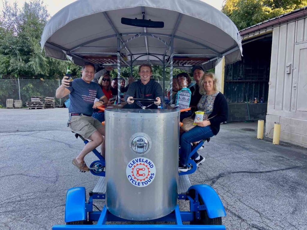 The Cleveland Fagowees head out on a bicycle bar trip around Cleveland