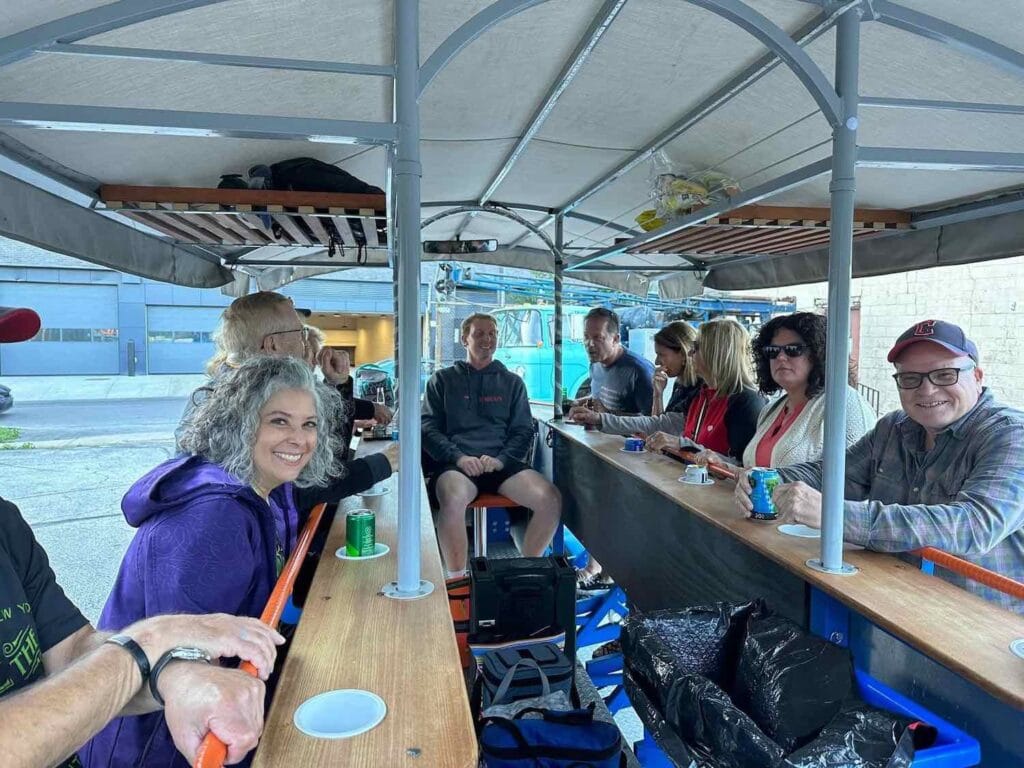 Cleveland Fagowees out partying on a pedal bar