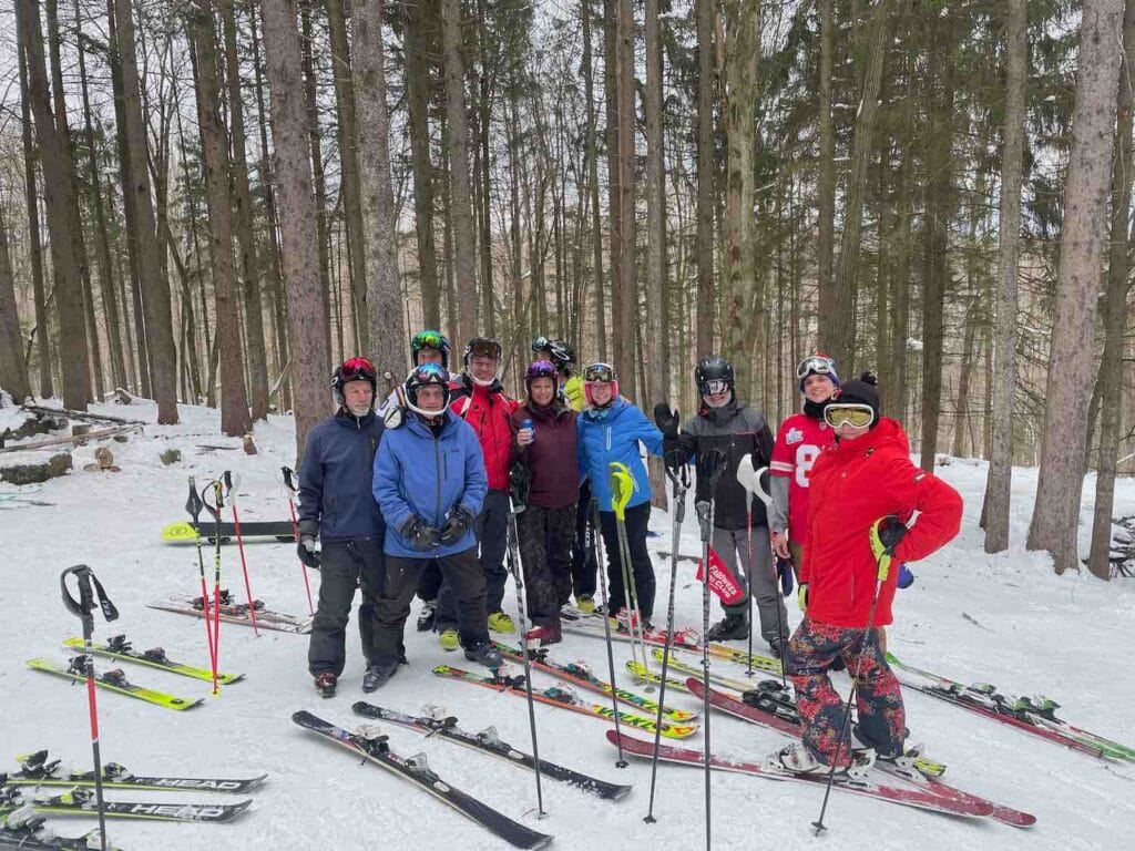 Some Fagowees ski club members take a break from the slopes