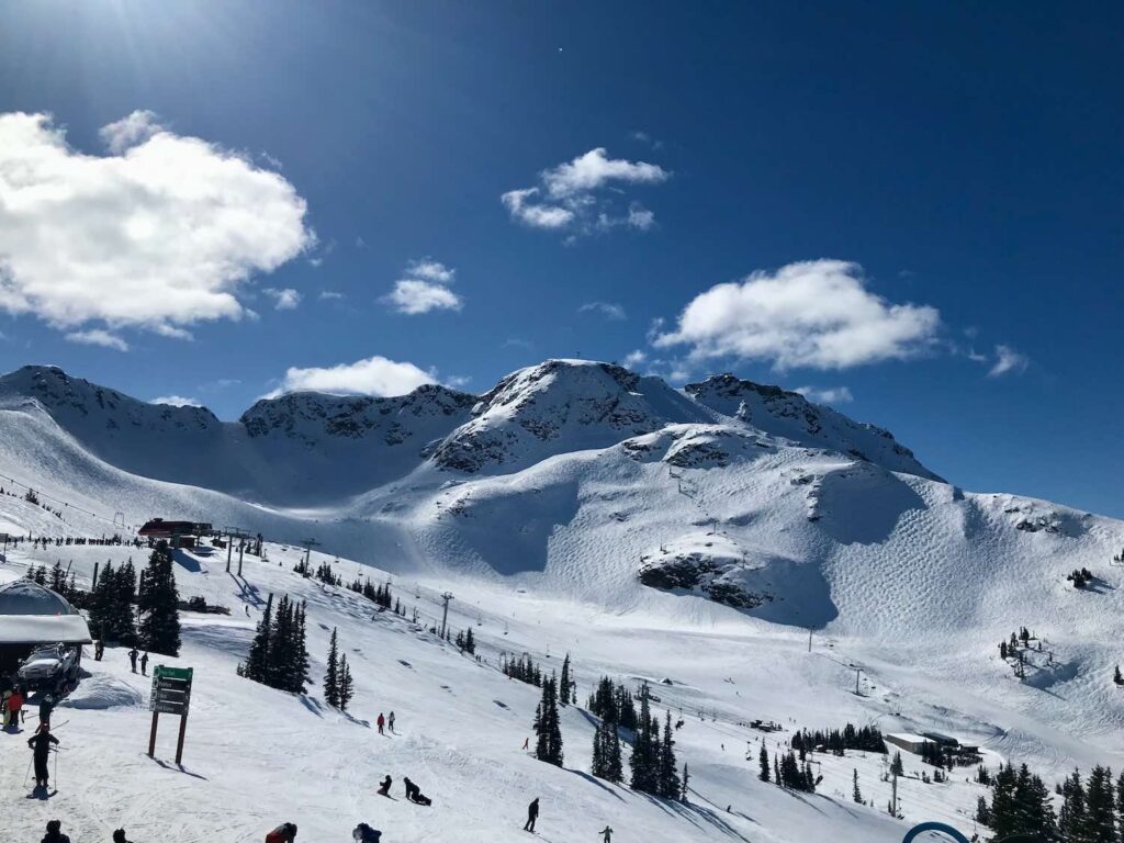A bluebird ski day for the Cleveland Fagowees on a ski trip