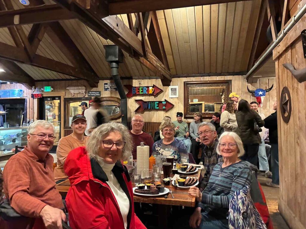 Fagowees skiers enjoy a dinner break